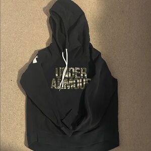 Under Armour Black Hoodie with Green Camo Logo